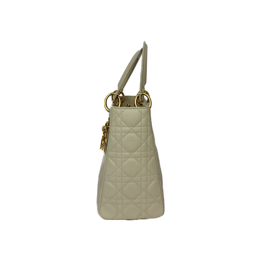 Christian Dior Lady Handbag Lambskin Beige Tan Yellow Leather - Picture 3 of 7